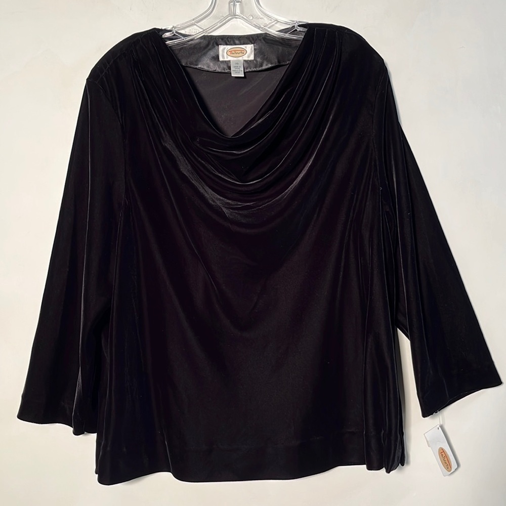 TALBOTS NWT Black Velvet Cowl Neck Bracelet SLV Cocktail/Holiday Blouse SZ 20